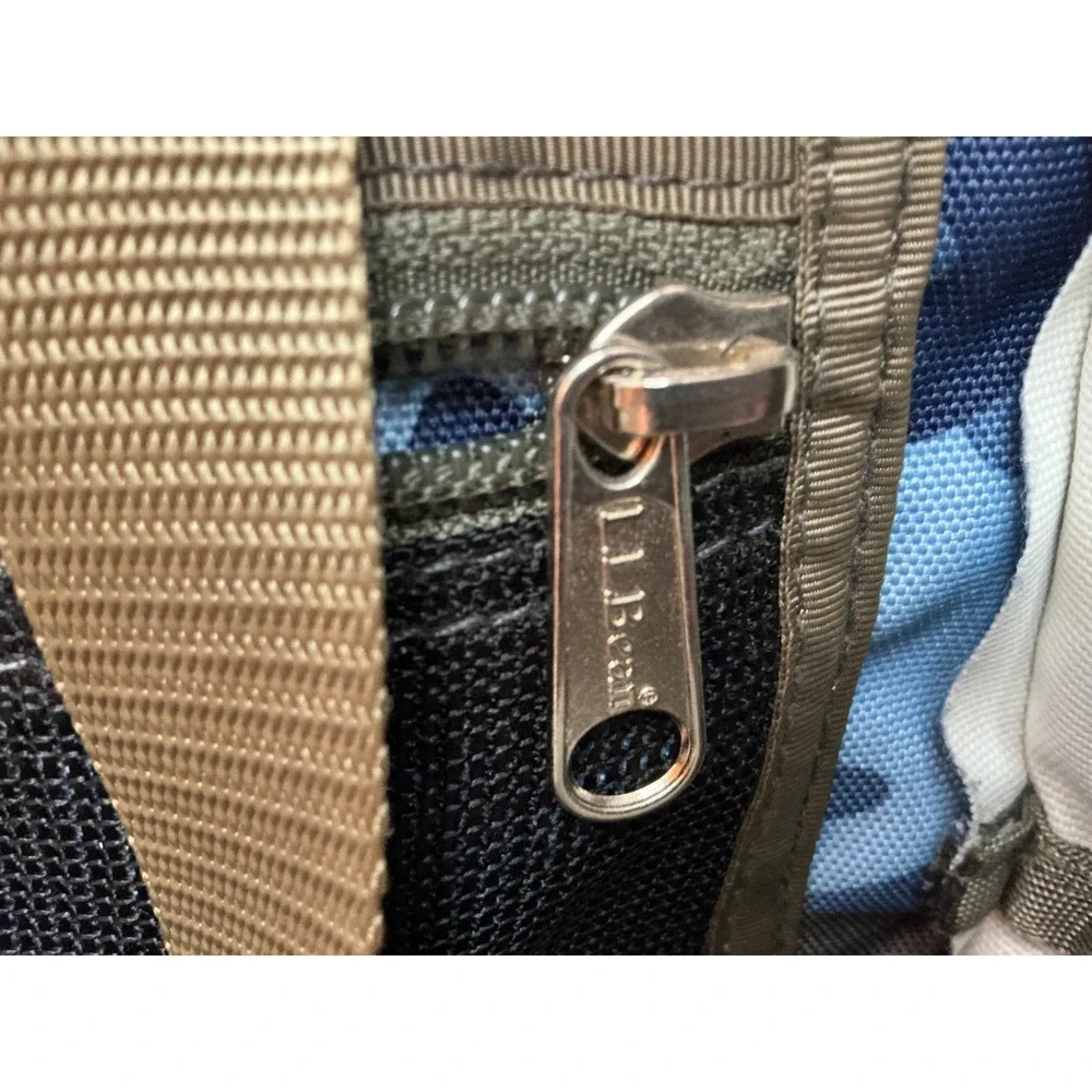 L.L. Bean Vintage Backpack‎ Blue Camo Reflective Strip One Size Gorpcore